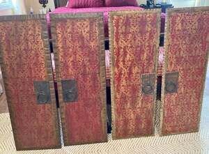 Uttermost Billy Moon Collection Red and Gold Door Panel Wall Decor - Set of 4